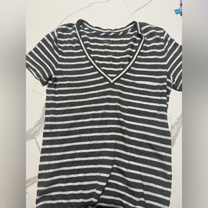 J. Crew Women’s Linen Gray White Striped T Shirt XXS